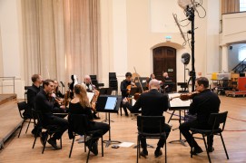 The musicians during the recording